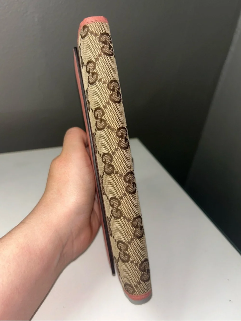 Gucci GG Monogram Canvas Pink Continental Heart Wallet - Picture 11 of 15